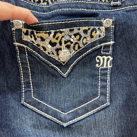 Miss Me Women’s Jeans Size 29x29.5 (8) Low Rise Skinny Cheetah Print Blingy EUC - Picture 5 of 13